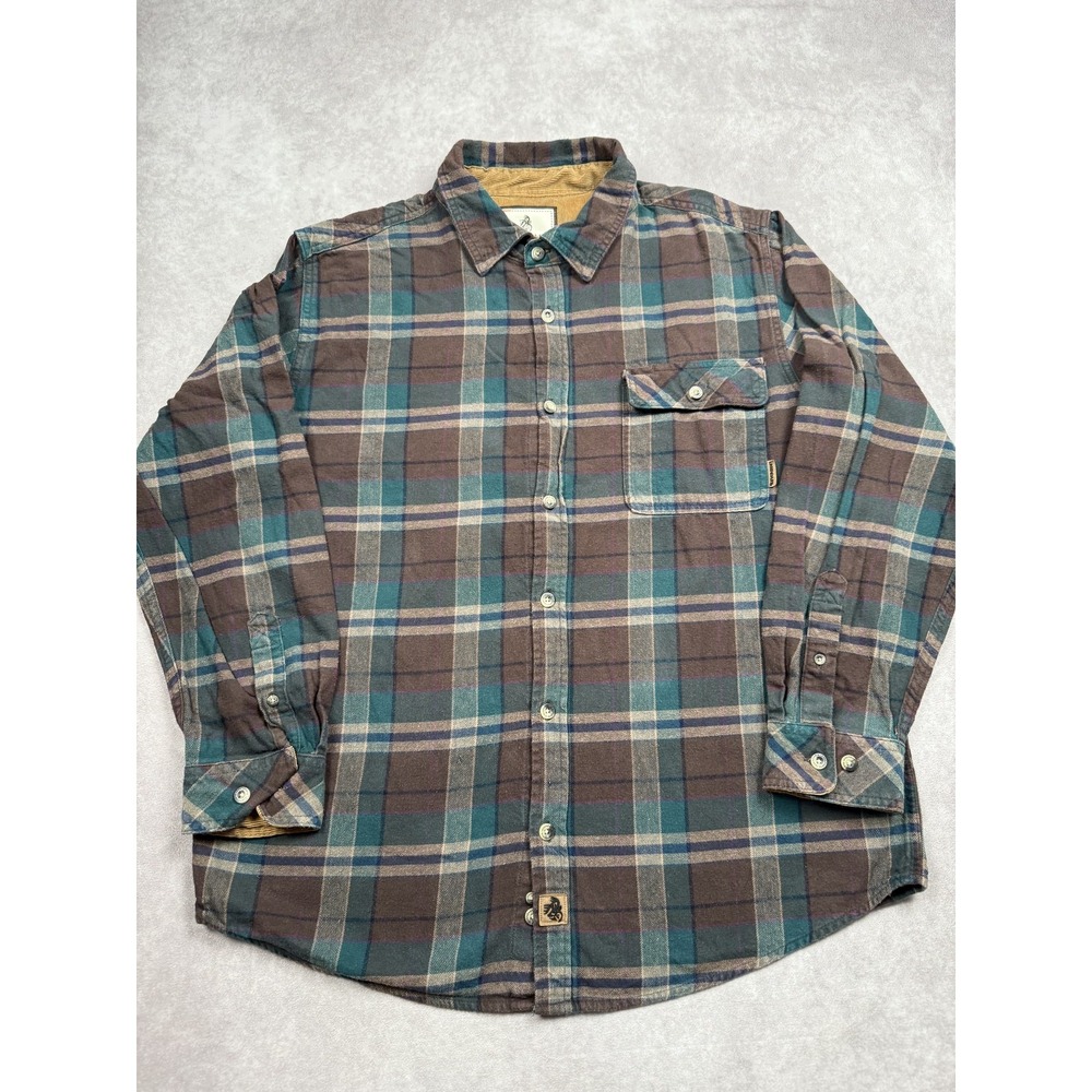 Legendary Whitetails Brown and Teal Plaid Button-Down Shirt